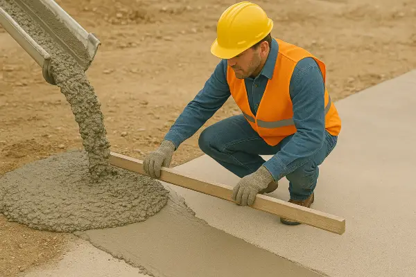 a male concrete worker adding cement to a walkway from Concrete Contractor Kyle in Buda, TX - Buda TX
