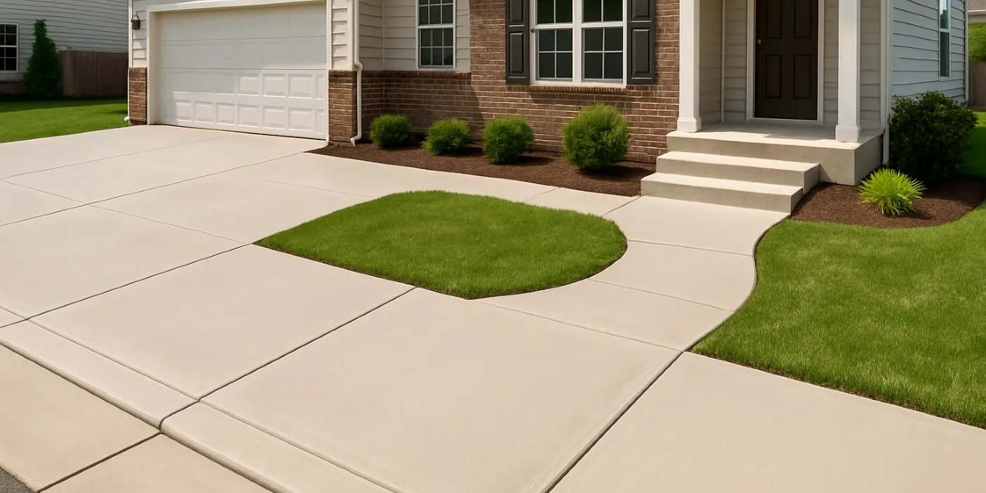 a concrete porch and sidewalk from Concrete Contractor Kyle in Kyle, TX - Concrete Floor