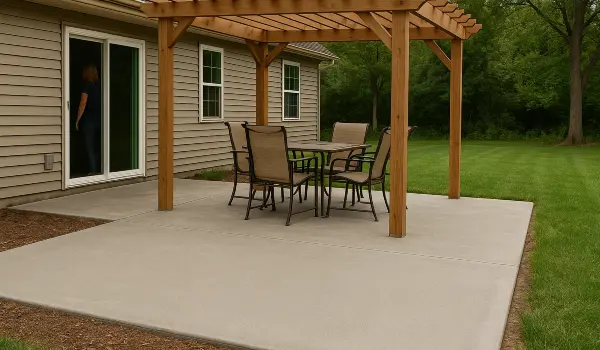 a concrete patio with a pergola from Concrete Contractor Kyle in Kyle, TX - concrete patios