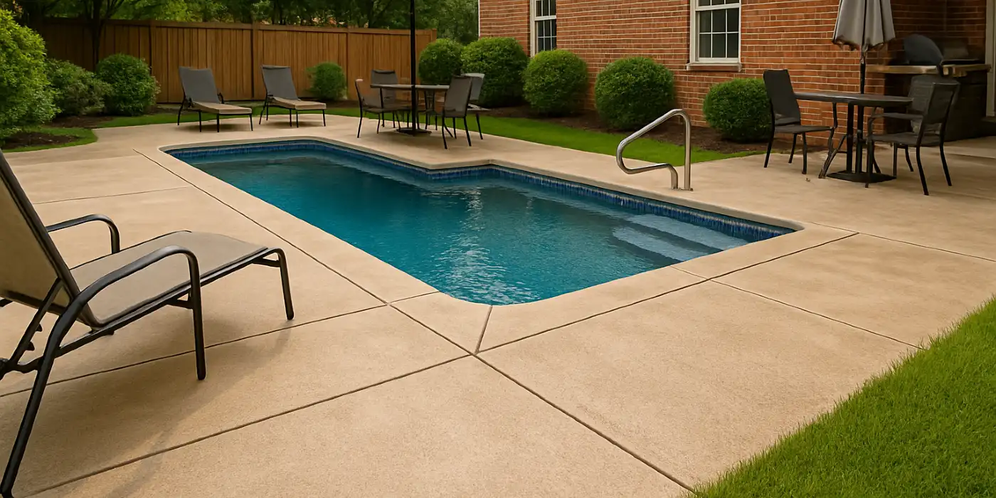 a swimming pool concrete deck from Concrete Contractor Kyle in Driftwood, TX - Driftwood TX