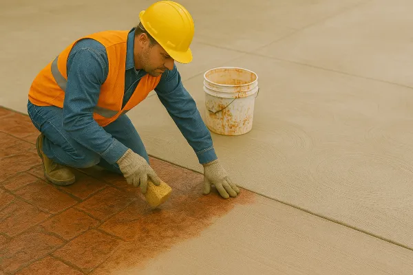 a male worker working on a concrete stamped project from Concrete Contractor Kyle in Lockhart, TX - Lockhart TX