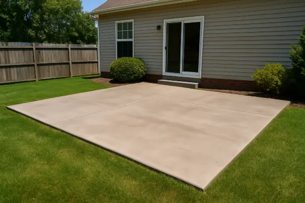 a house featuring a concrete patio from Concrete Contractor Kyle in Kyle, TX - New Shed Concrete Slab