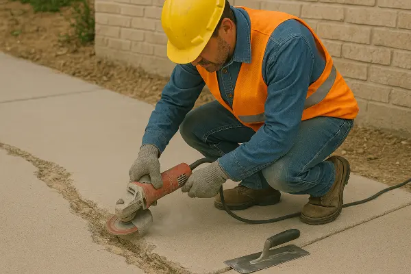 a male worker repairing a sidewalk from Concrete Contractor Kyle in Kyle, TX - Sidewalk Repair and Replacement